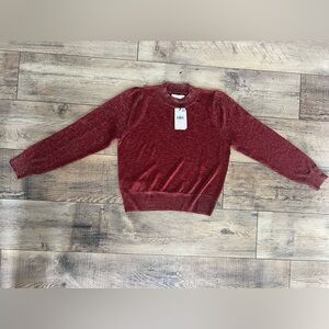 Mango Shimmering Red Sweater with Gold Threading part of a set